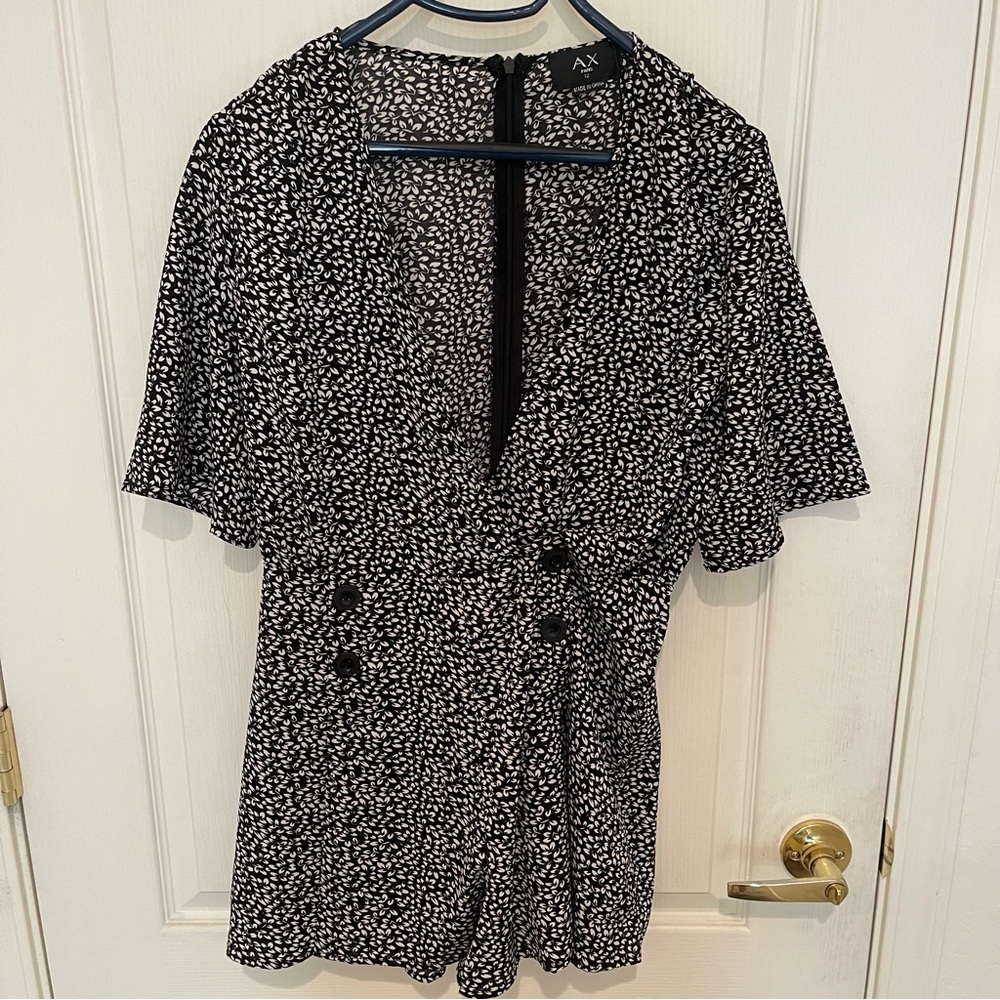 AX Paris Monochrome Leaf Print Romper